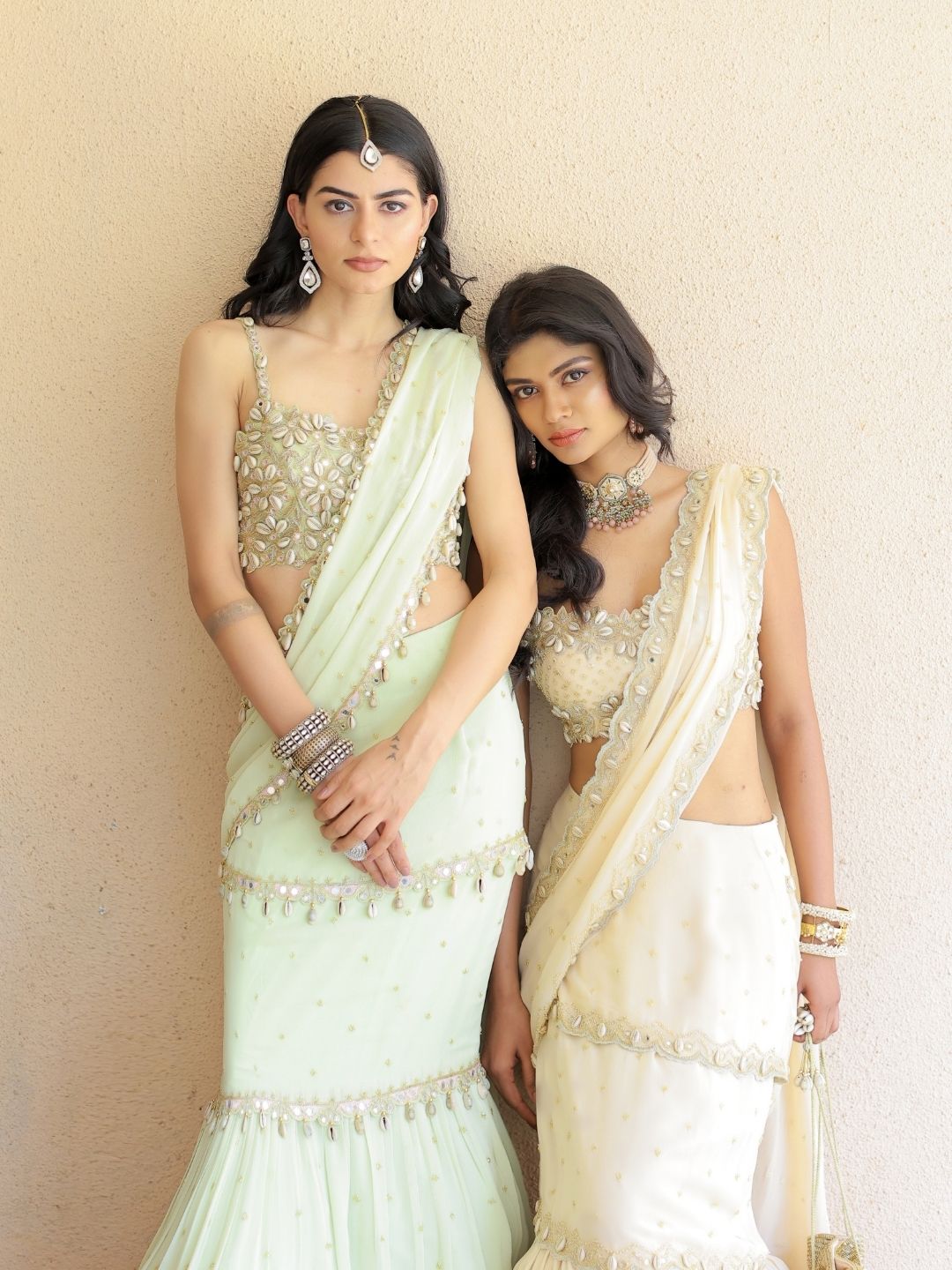 Mint Green Embroidered Mumtaz Saree Set