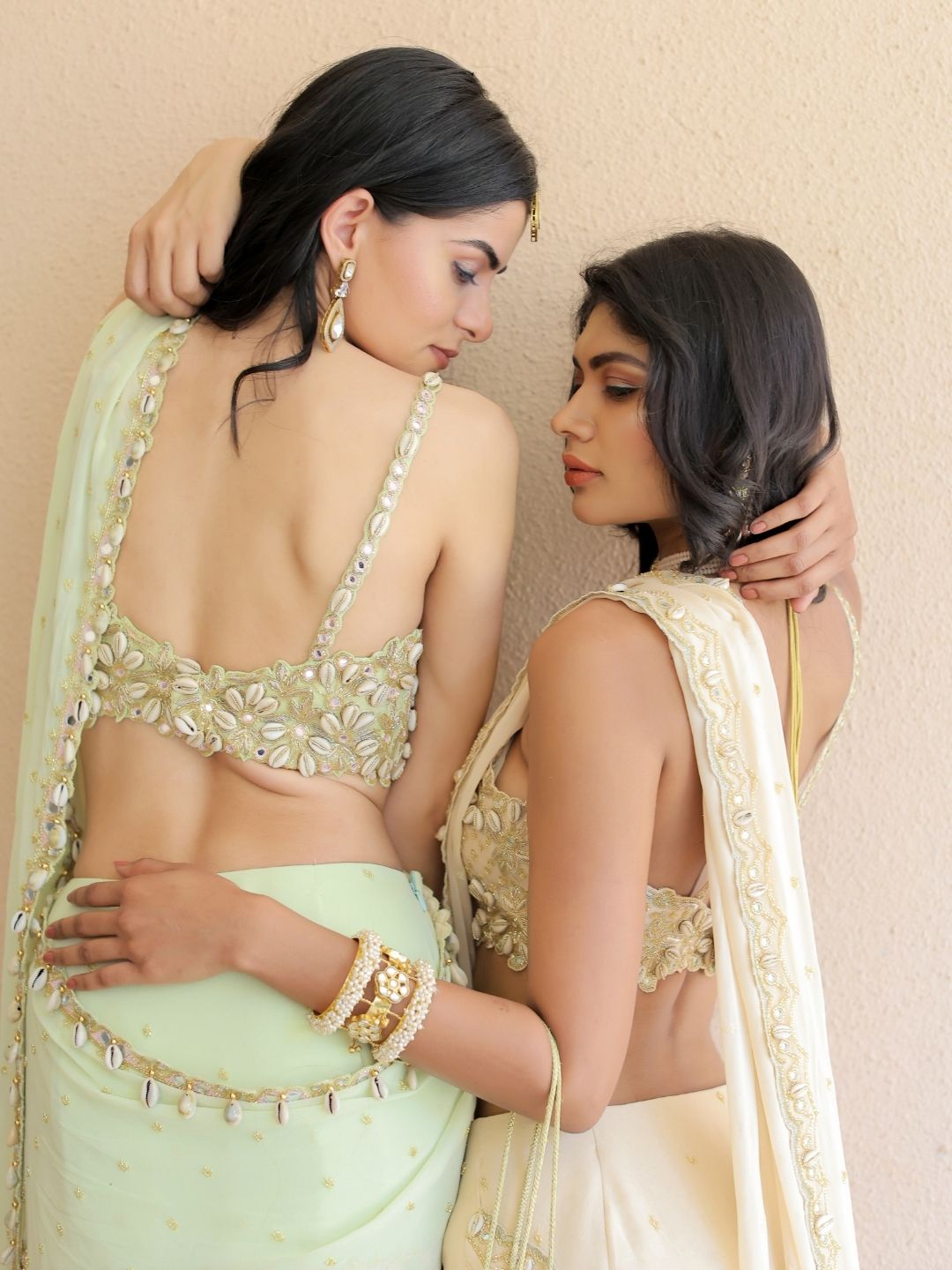Mint Green Embroidered Mumtaz Saree Set