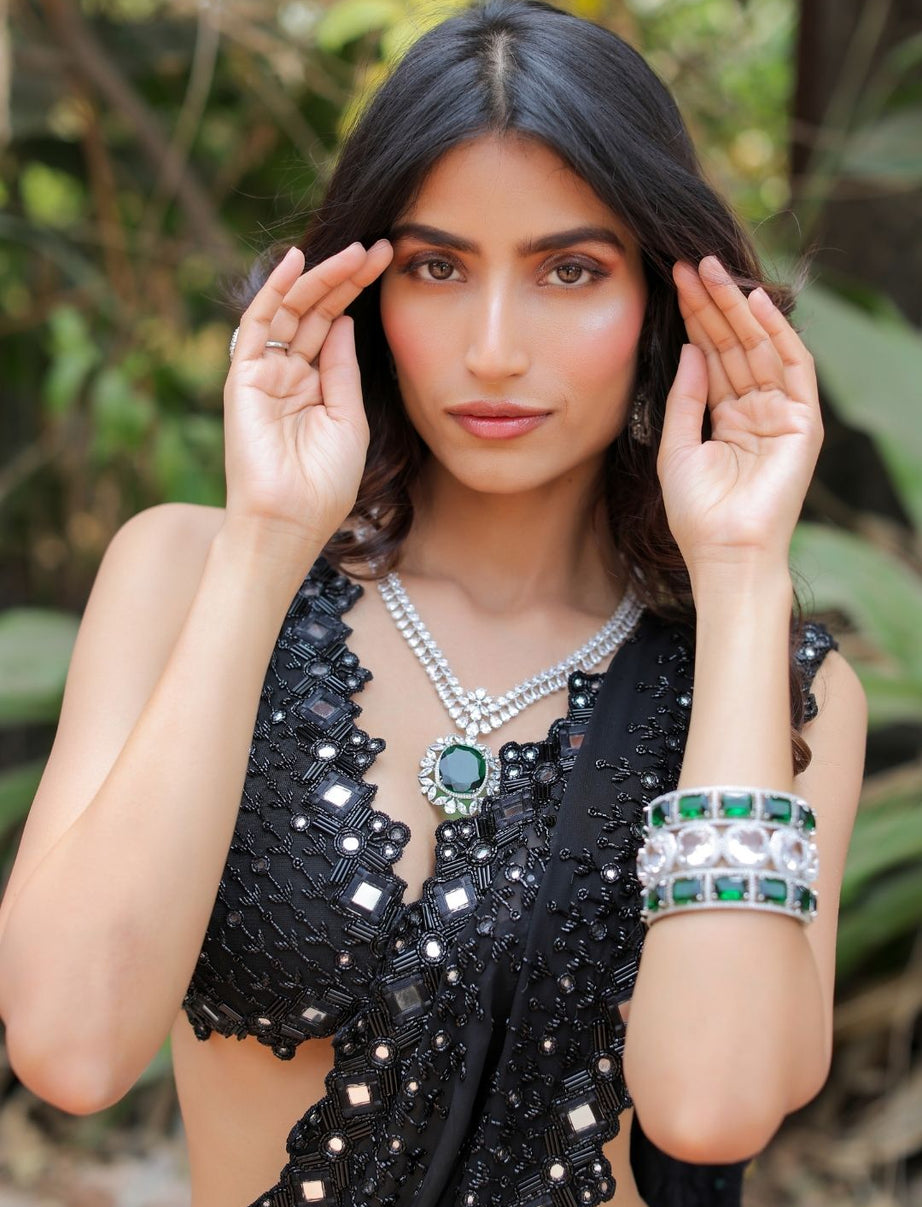 Black Embroidered Mumtaz Saree Set