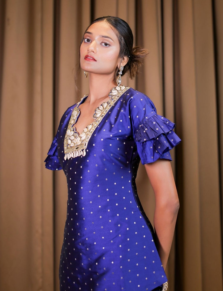 Electric Blue Brocade Embroidered Co-ordset