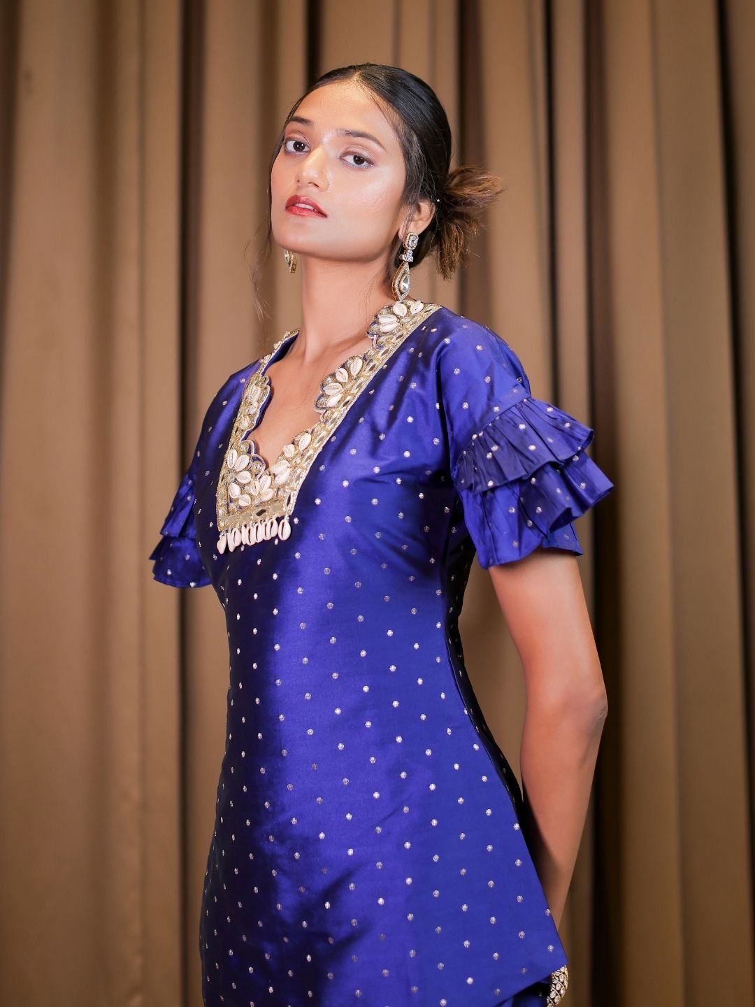 Electric Blue Brocade Embroidered Co-ordset