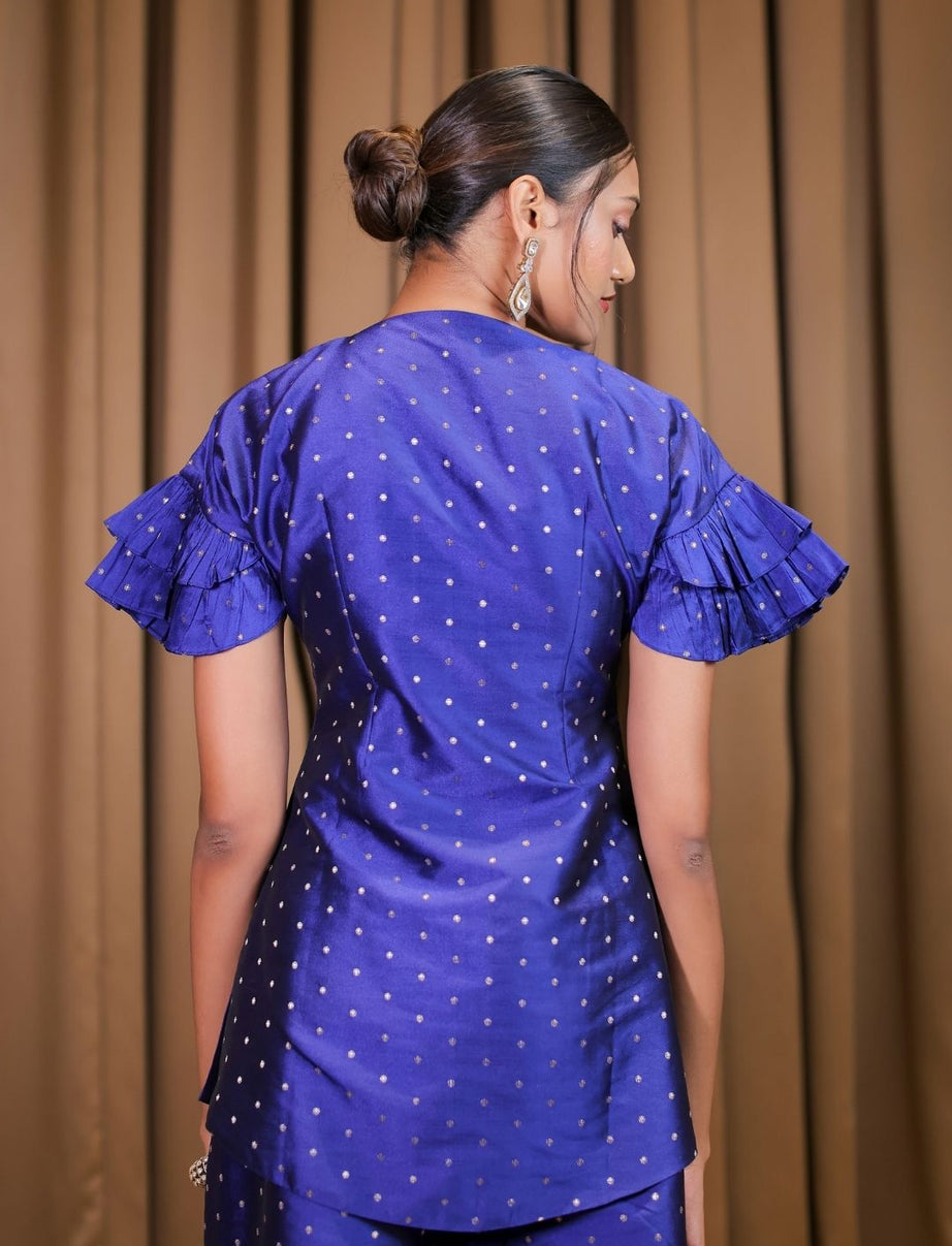 Electric Blue Brocade Embroidered Co-ordset