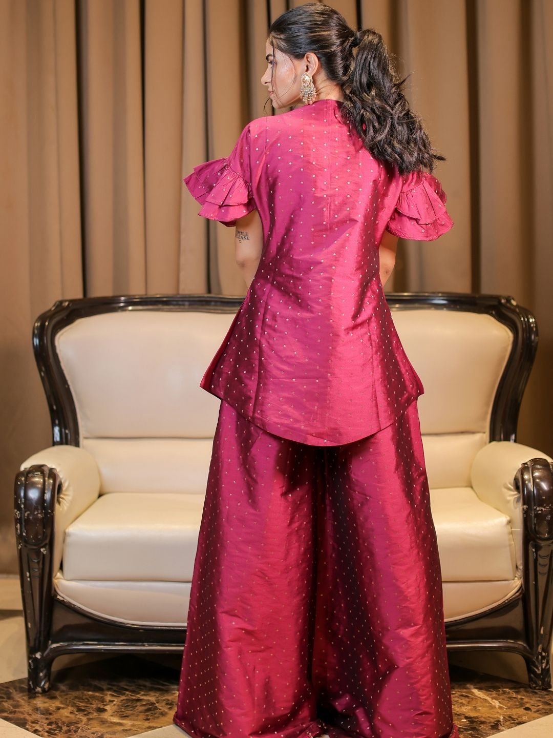 Pink Brocade Embroidered Co-ord Set