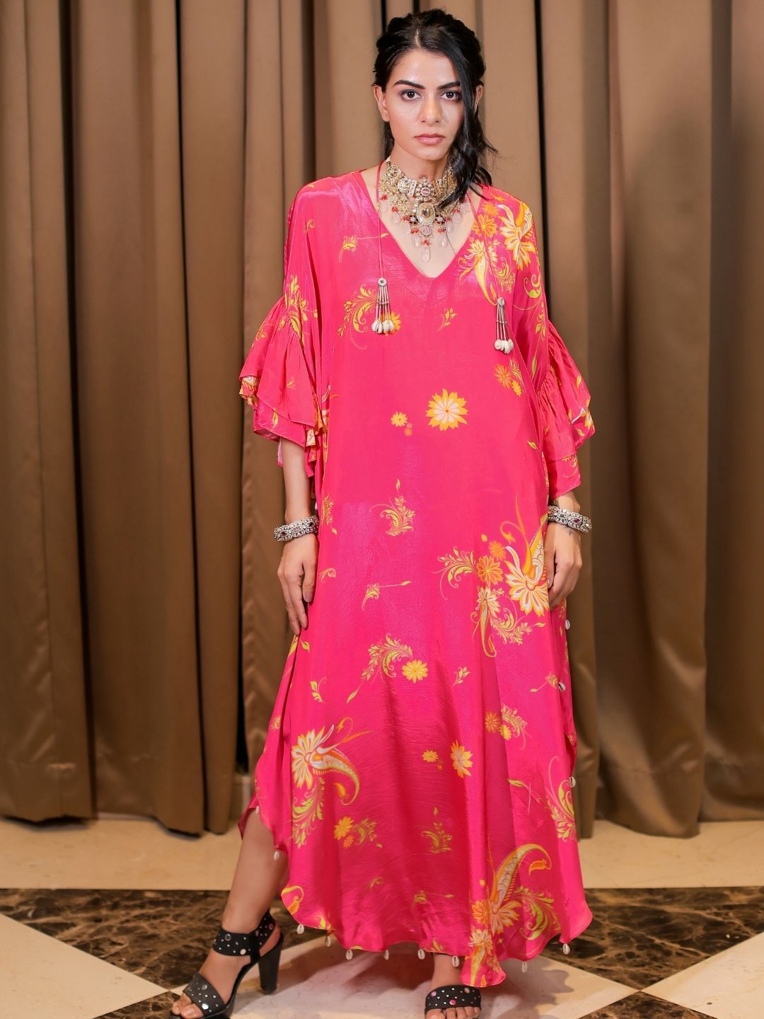 Pink Printed Kaftan (Offer)