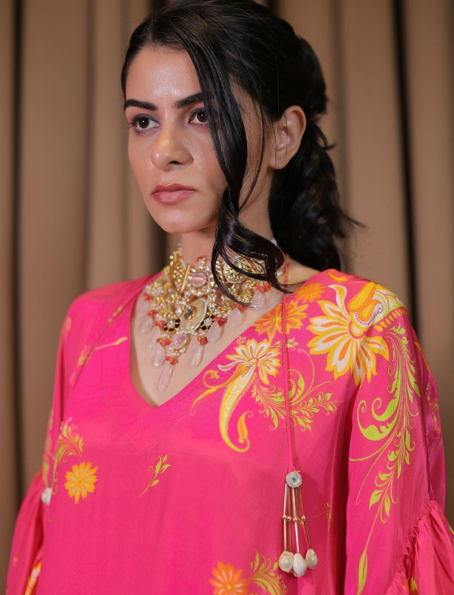 Pink Printed Kaftan