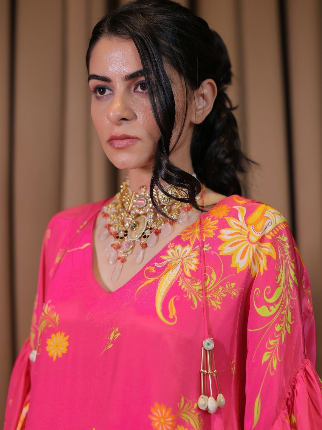 Pink Printed Kaftan