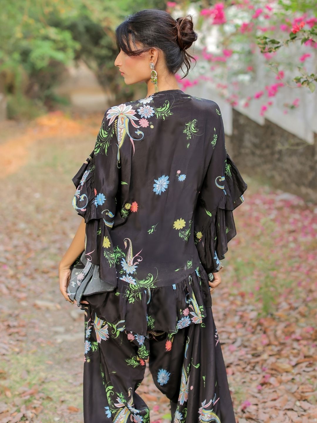 Black Printed Embroidered Co-ordset