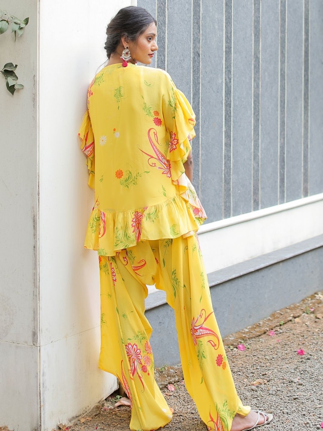 Yellow Printed Embroidered Co-ordset