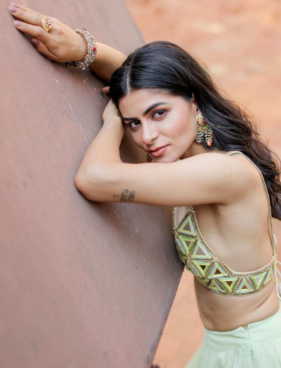 Green Bralette Pant Set