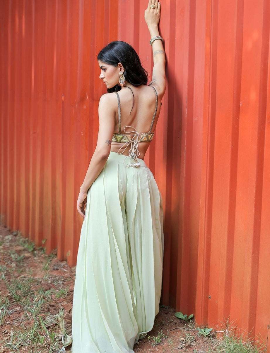 Green Bralette Pant Set