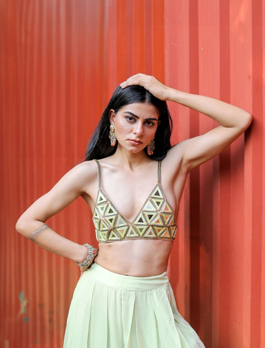 Green Bralette Pant Set