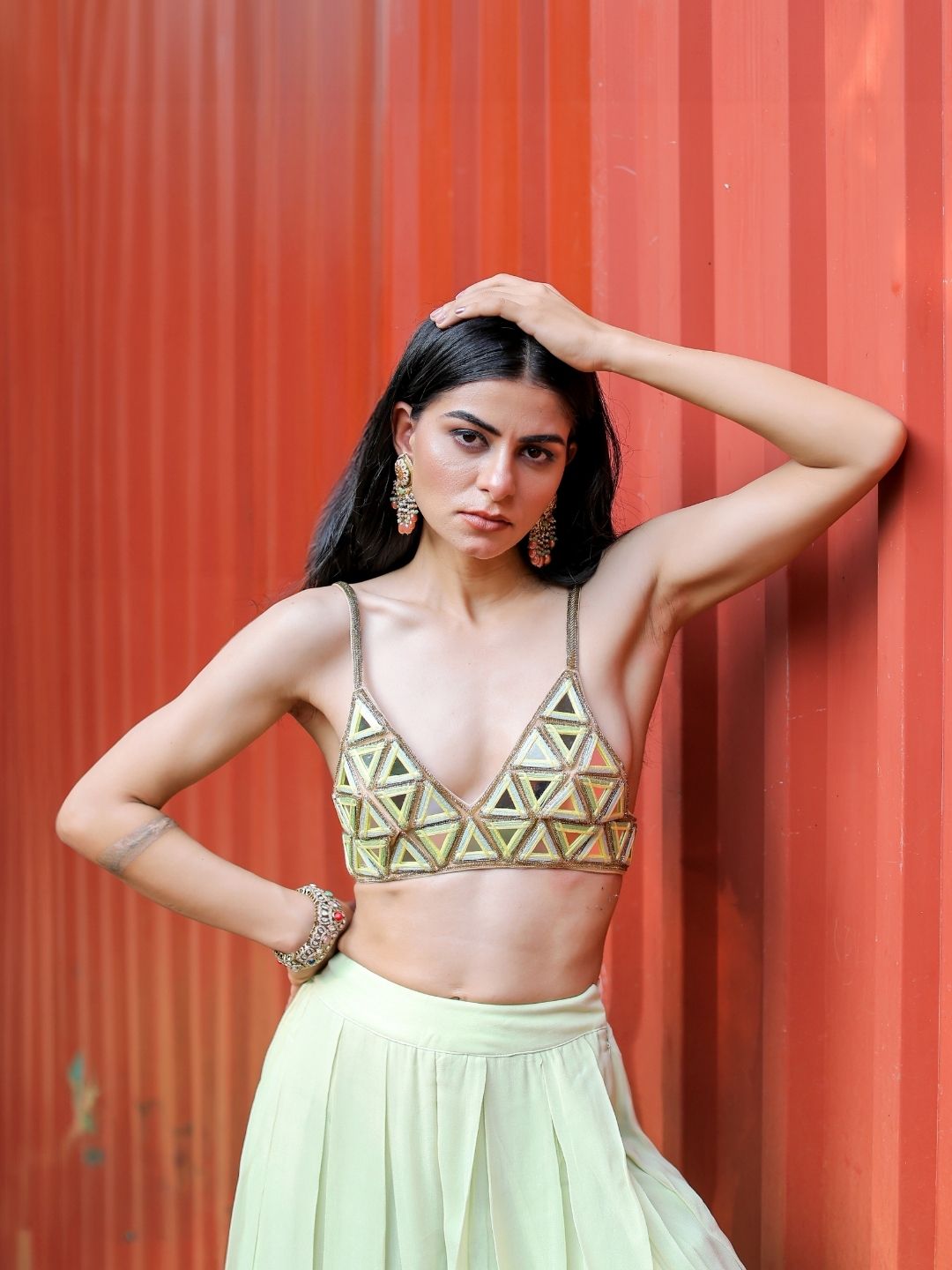 Green Bralette Pant Set