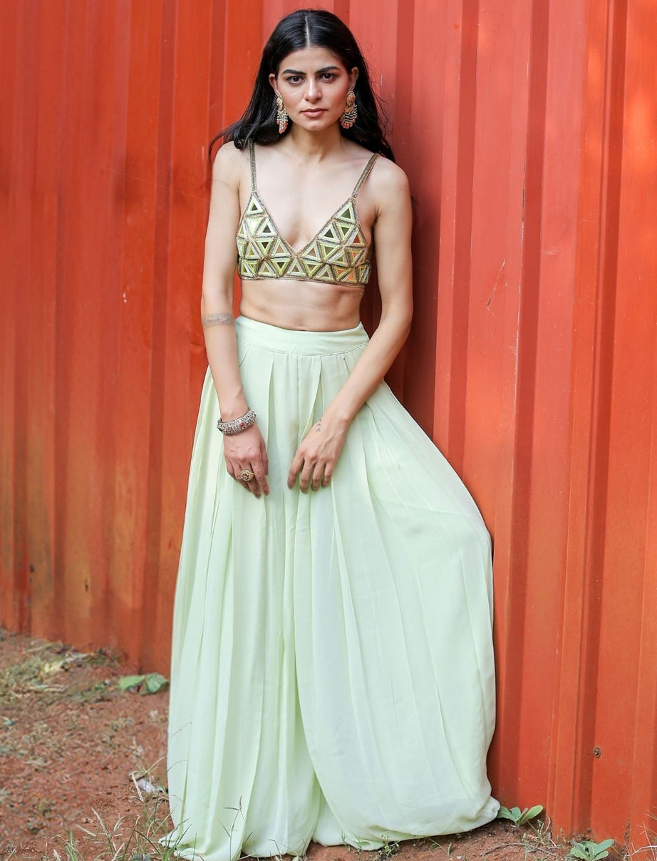 Green Bralette Pant Set