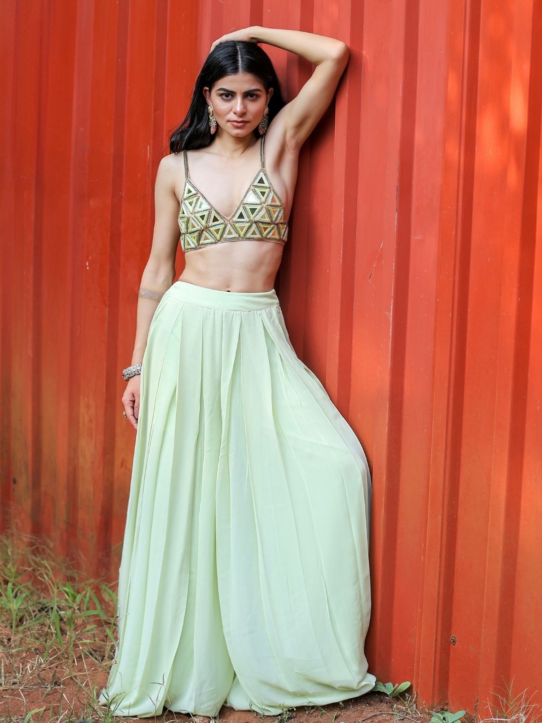 Green Bralette Pant Set