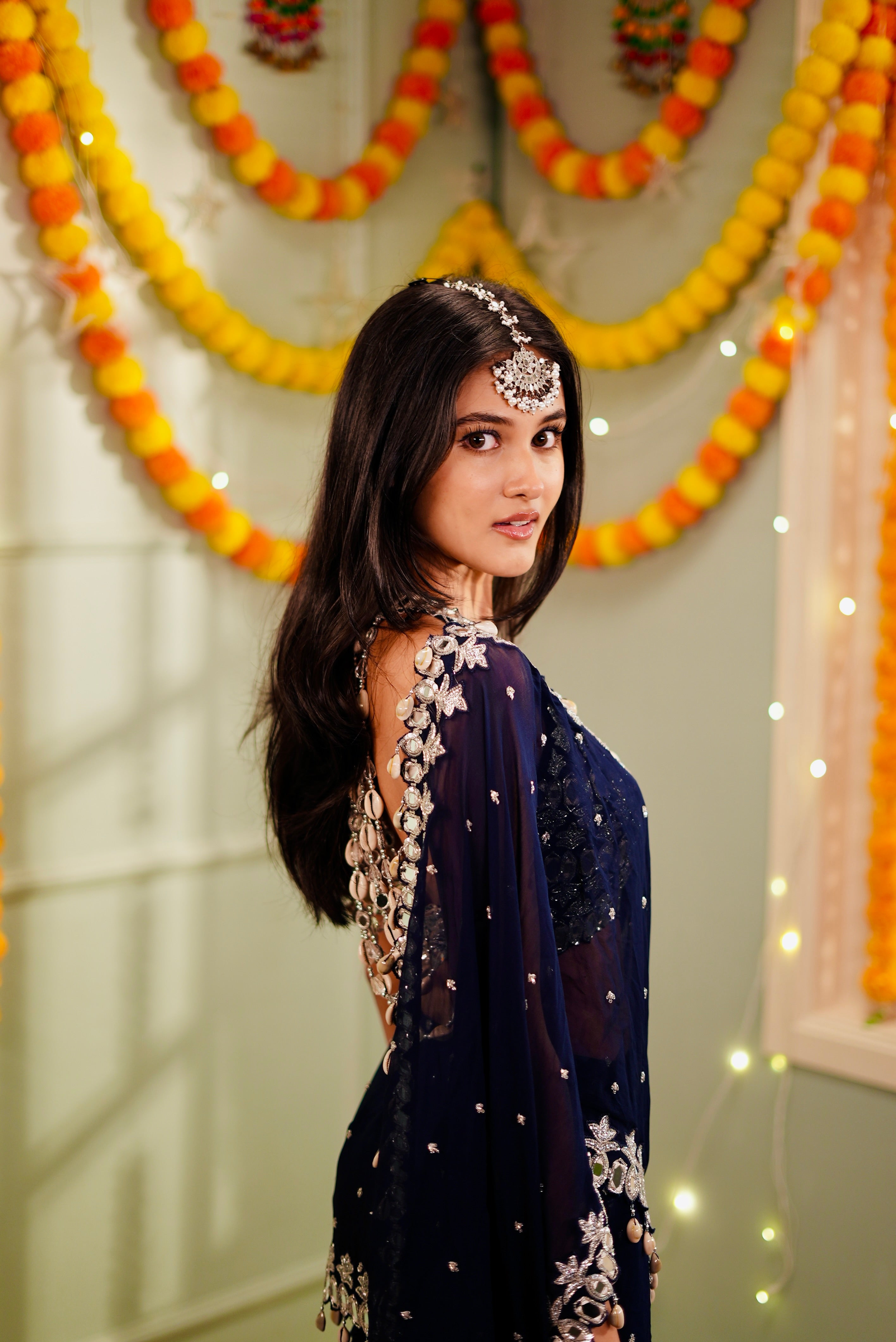 Blue Mumtaz Saree Set