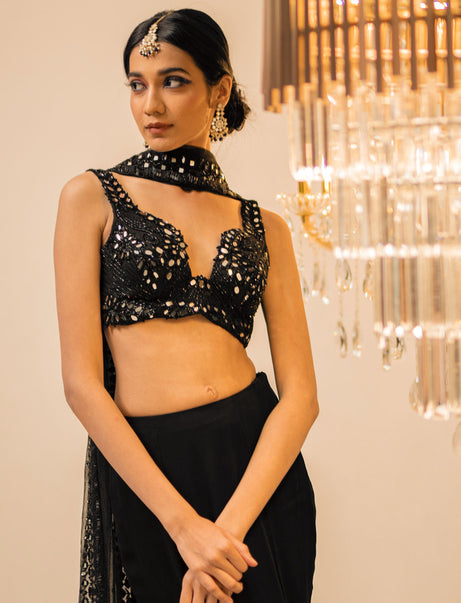 Black Pant Dupatta Set