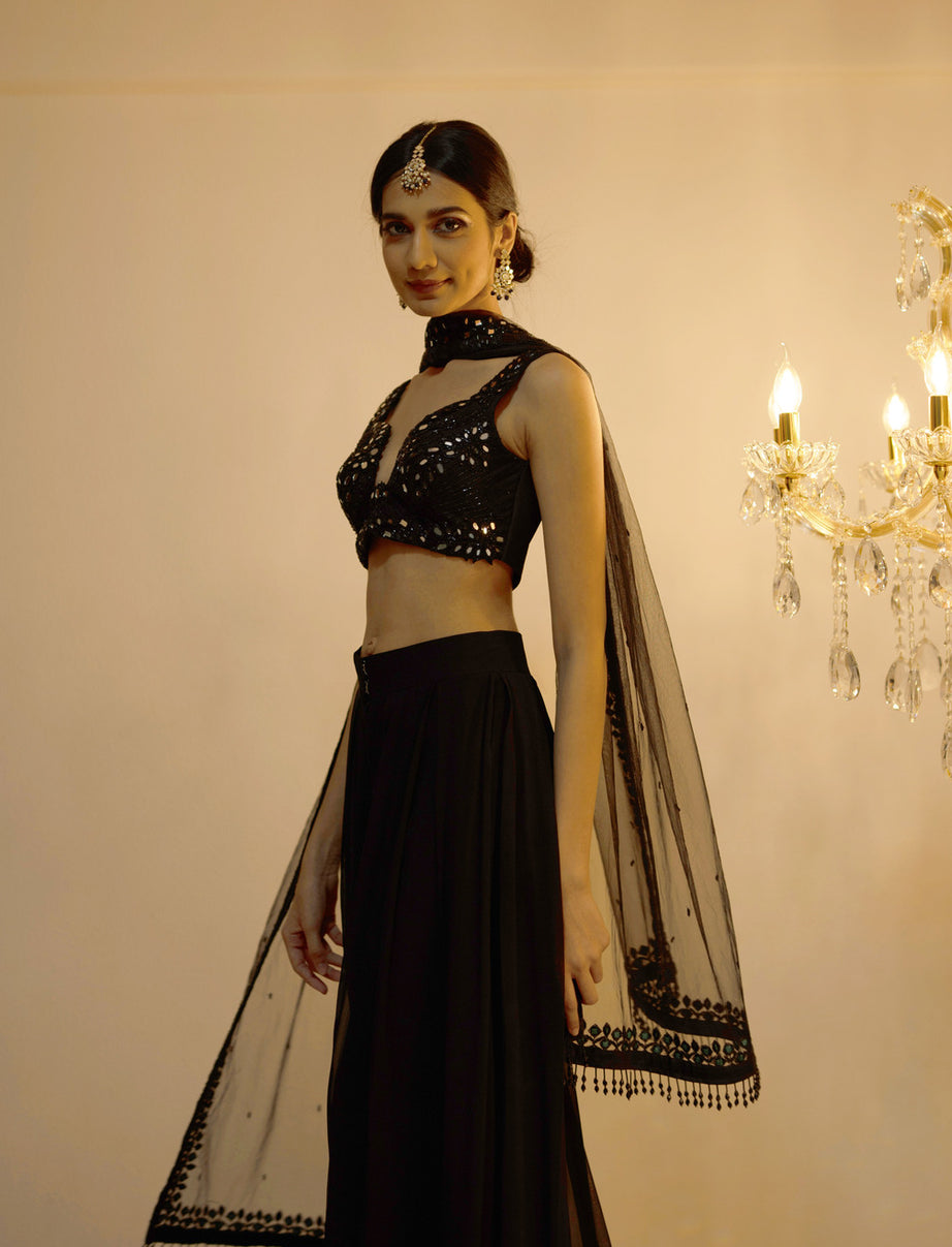 Black Pant Dupatta Set