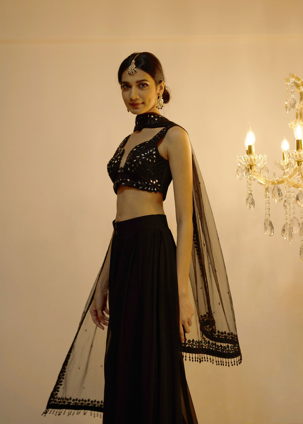 Black Pant Dupatta Set