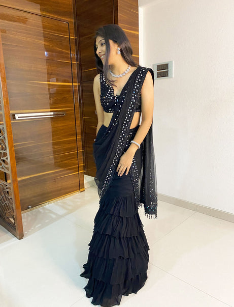 Black Ruffle Lehenga Set