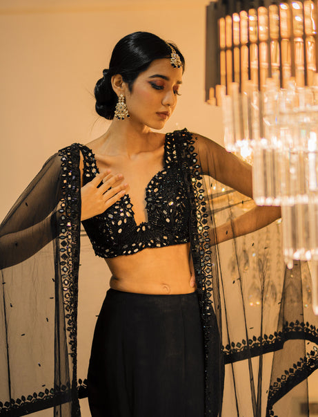Black Ruffle Lehenga Set