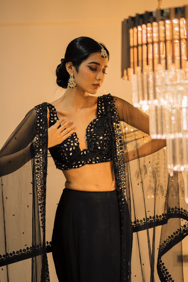 Black Ruffle Lehenga Set