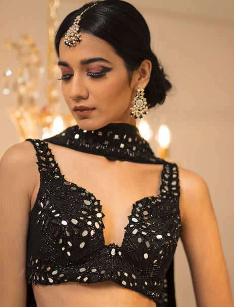 Black Ruffle Lehenga Set