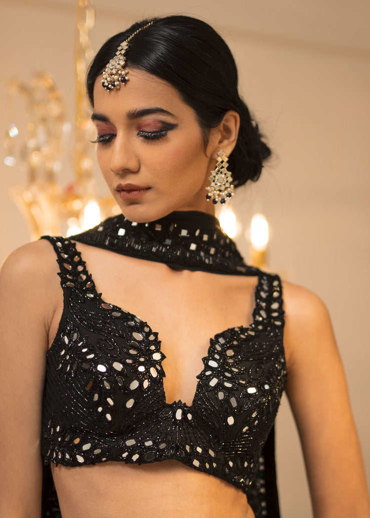 Black Ruffle Lehenga Set