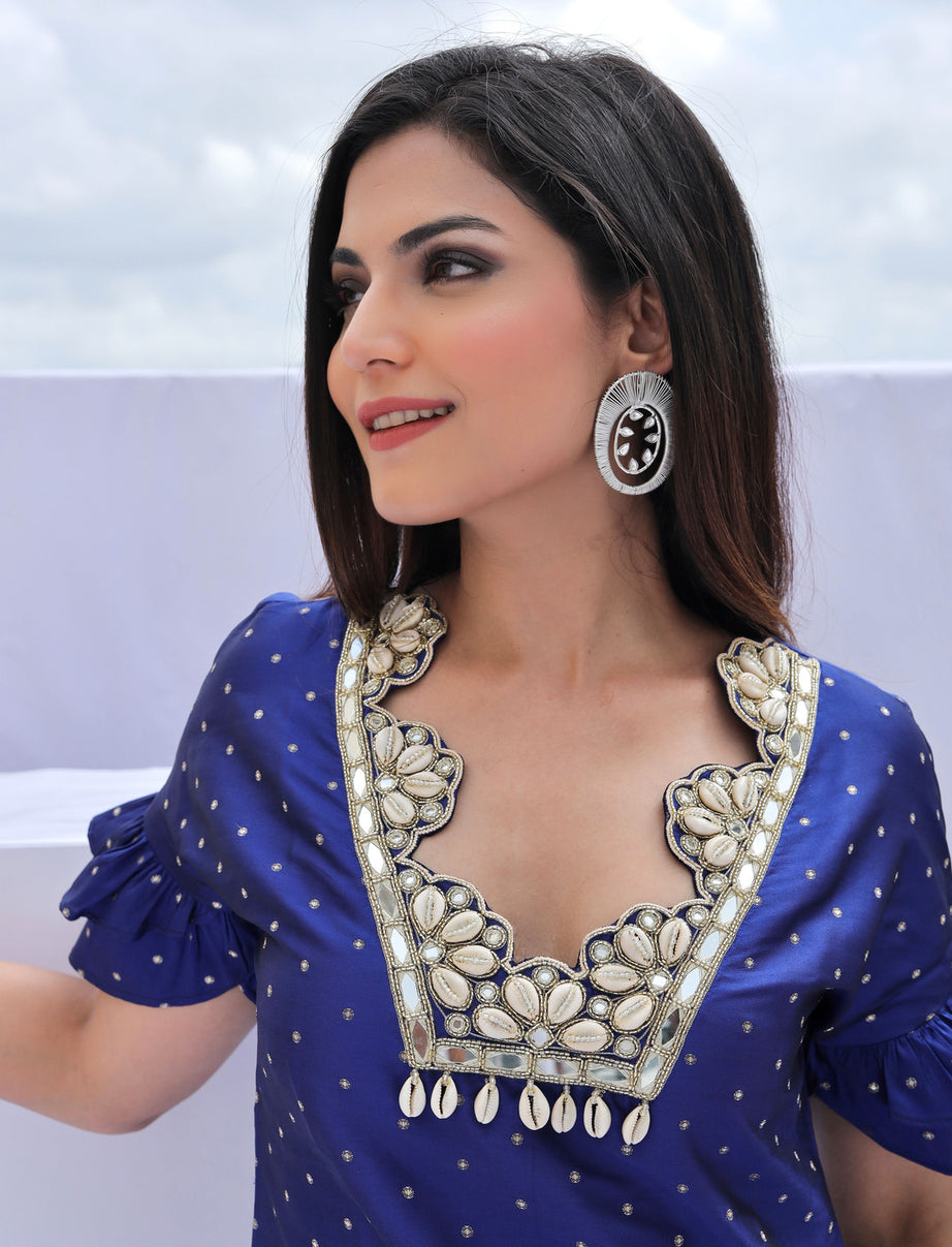 Electric Blue Brocade Embroidered Co-ordset