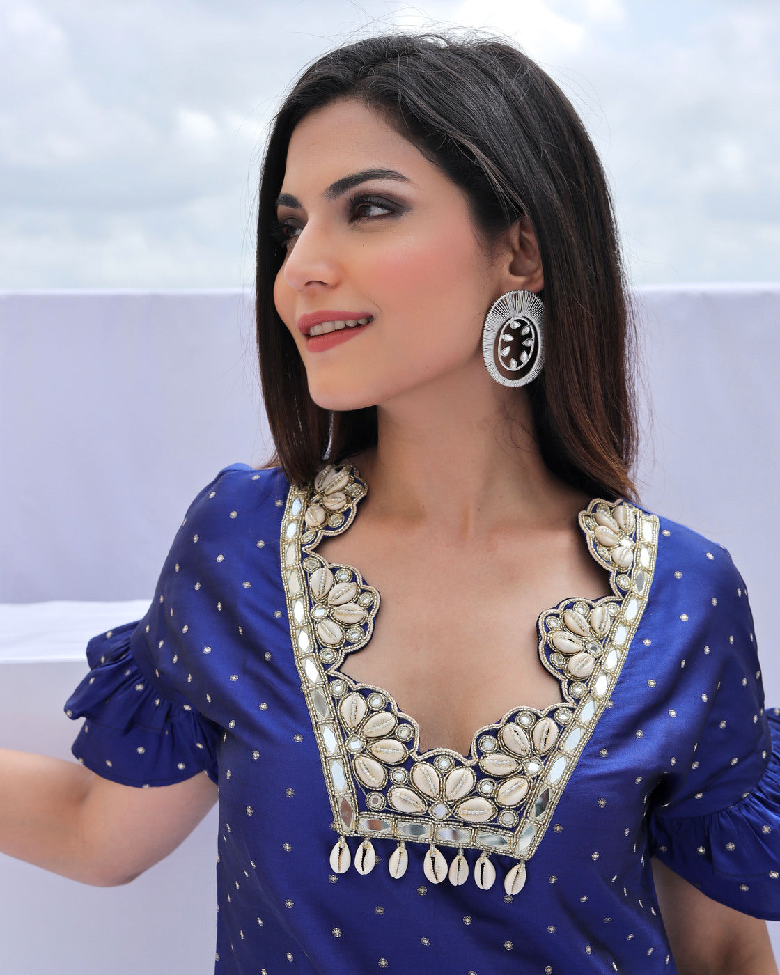 Electric Blue Brocade Embroidered Co-ordset