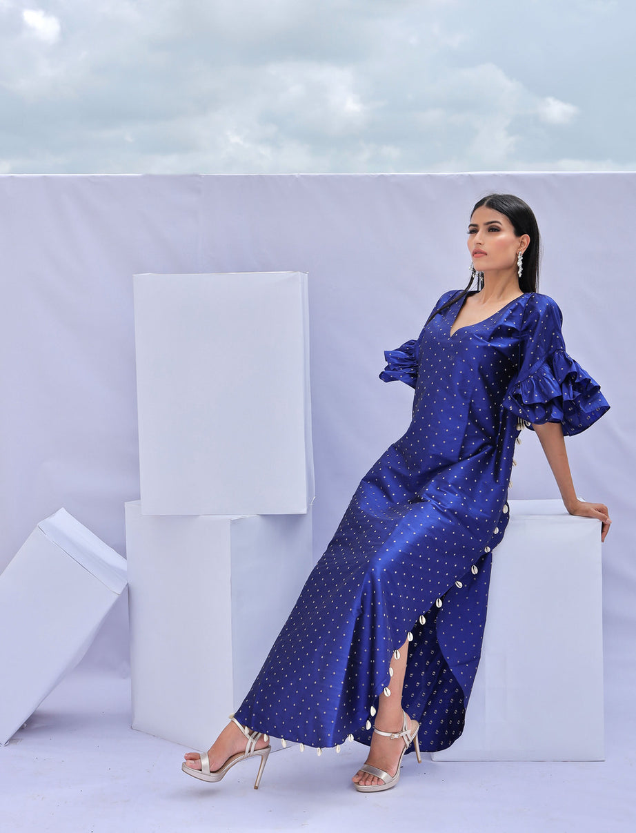 Electric Blue Brocade Kaftan (M)