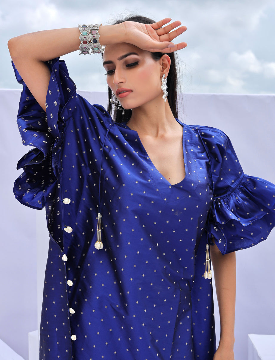 Electric Blue Brocade Kaftan