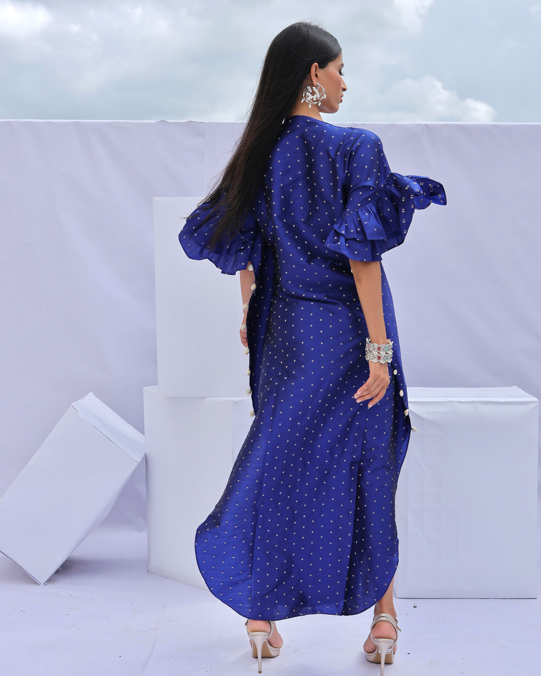 Electric Blue Brocade Kaftan