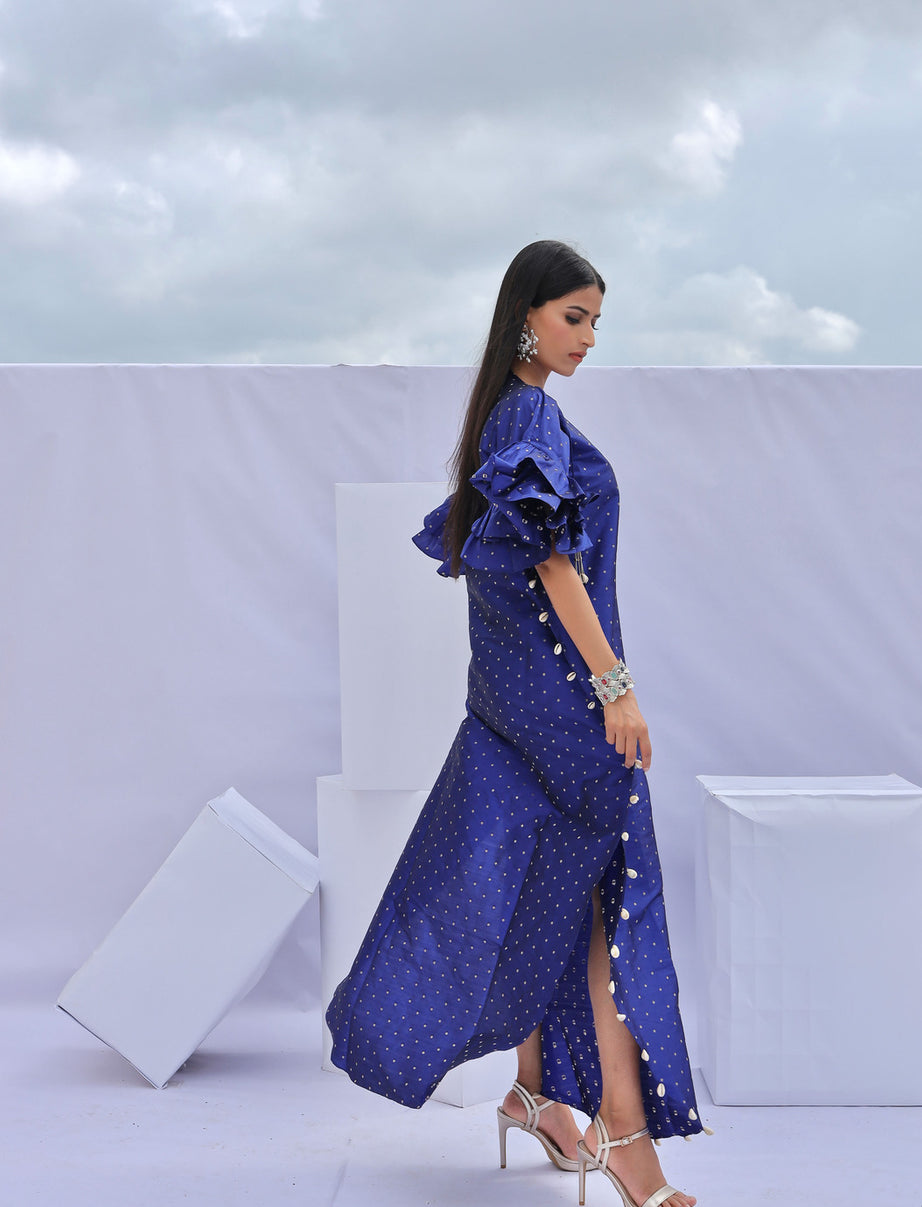Electric Blue Brocade Kaftan