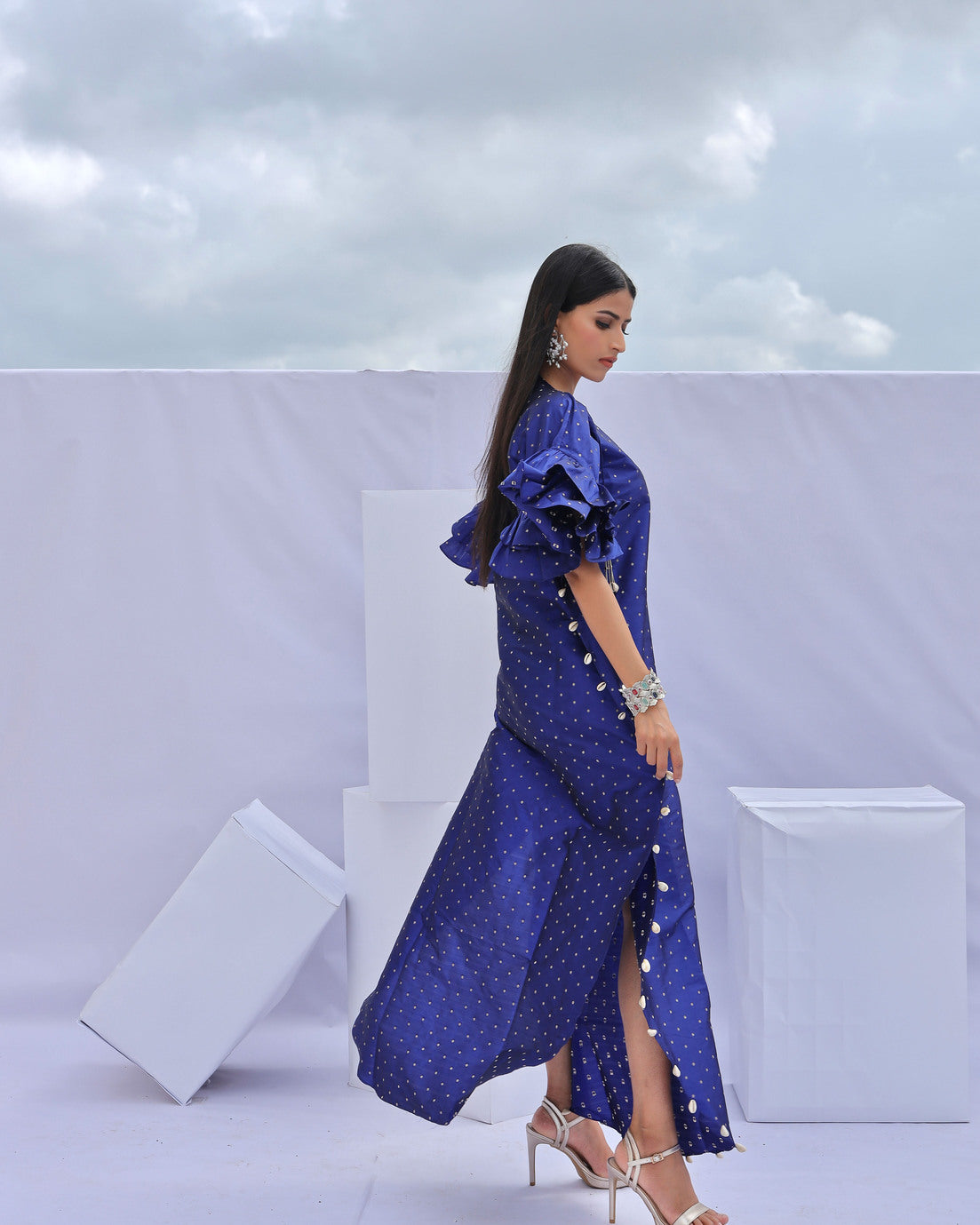 Electric Blue Brocade Kaftan