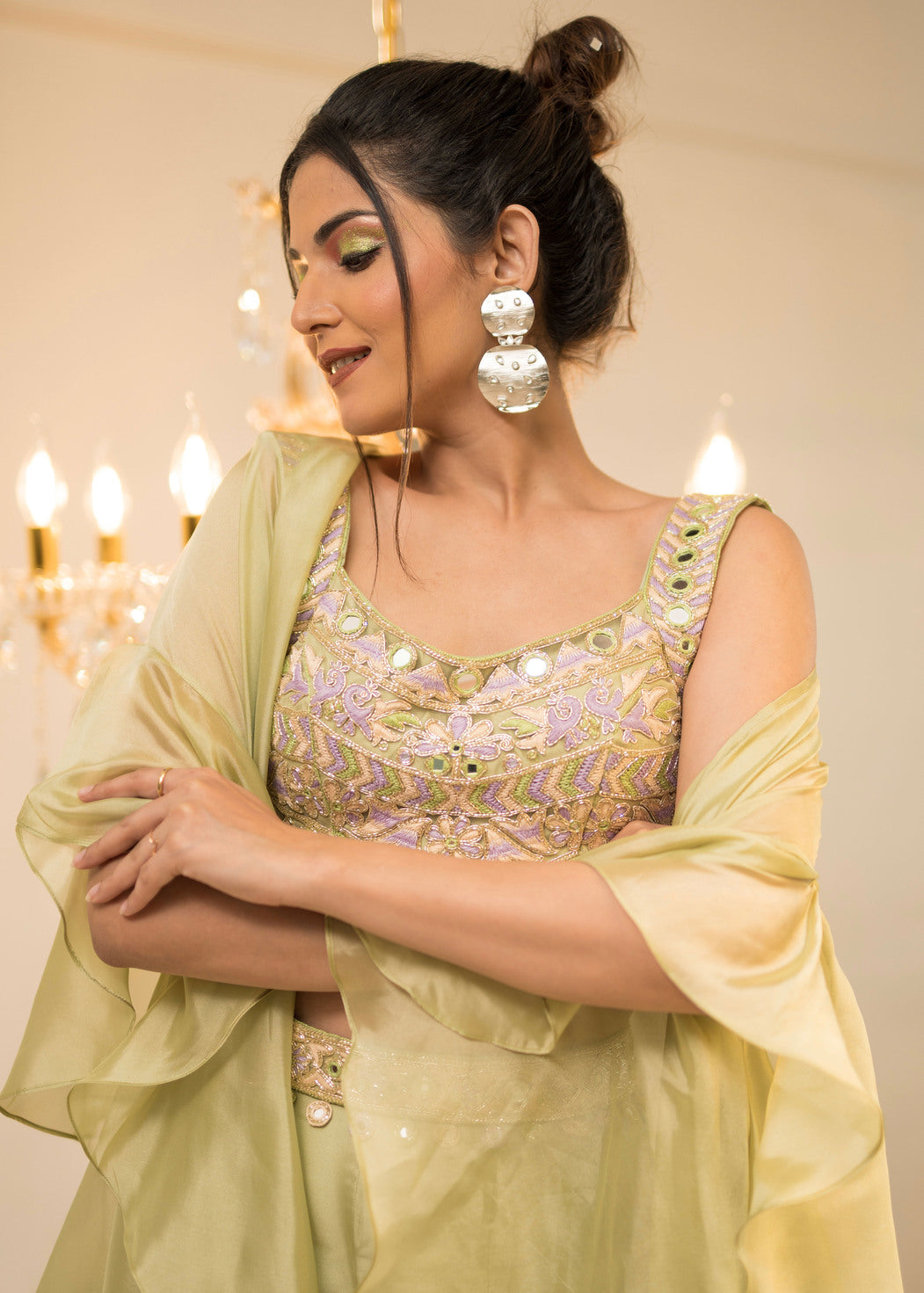 Green Plazo Cape Set (Offer)