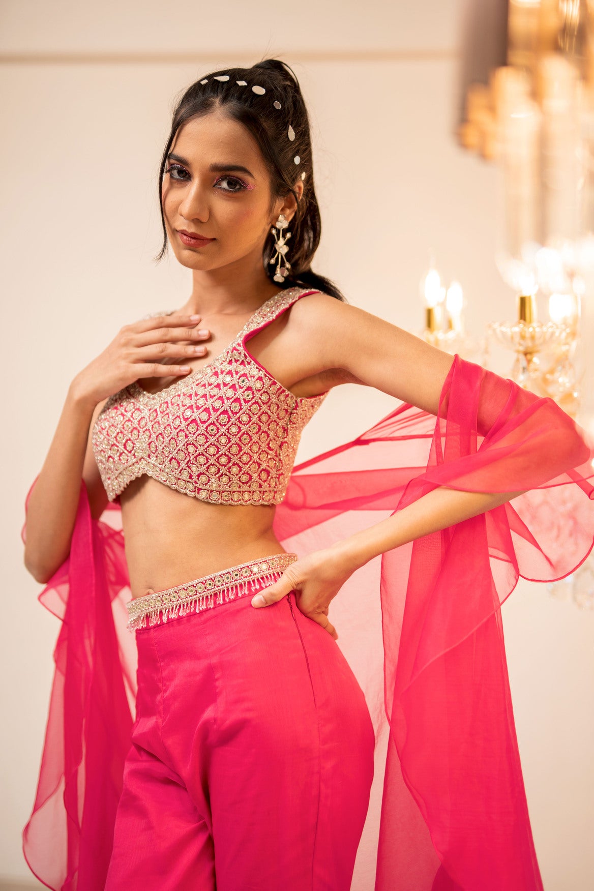 Pink Plazo Cape Set (Offer)