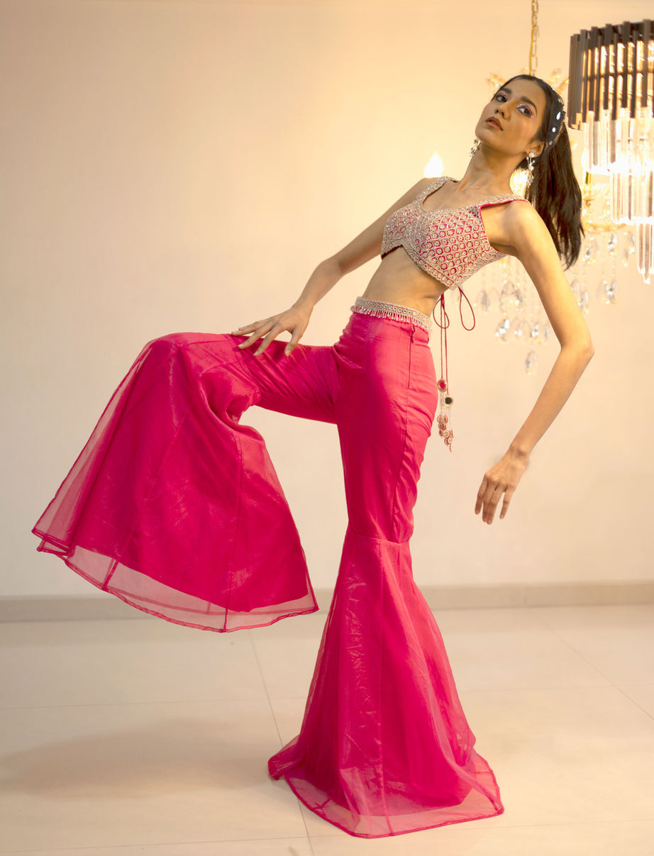 Pink Plazo Cape Set (Offer)