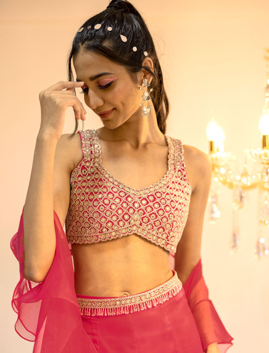 Pink Plazo Cape Set (Offer)