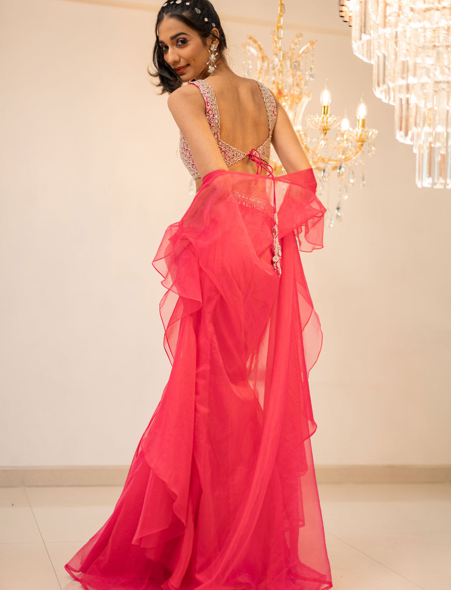 Pink Plazo Cape Set (Offer)