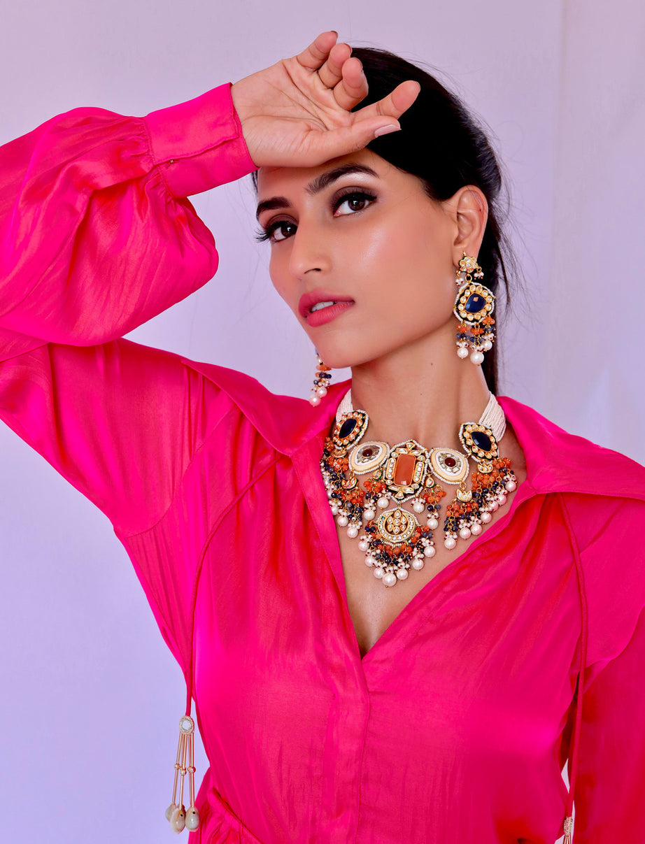 Solid Pink Wrap Dress