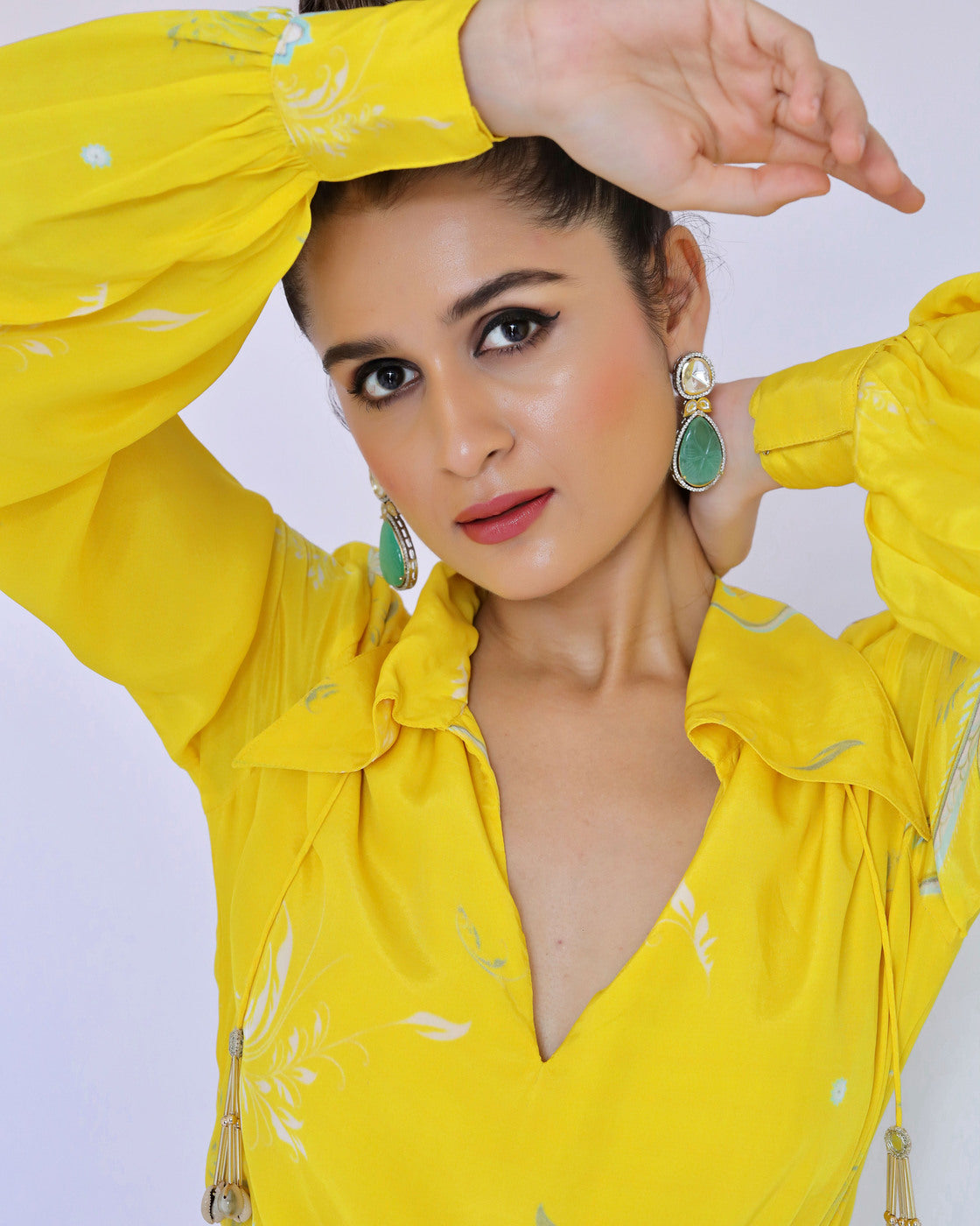 Yellow Paisley Print Wrap Dress