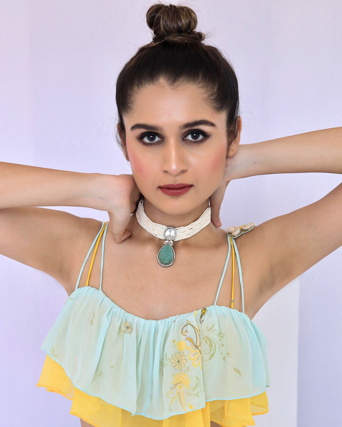 Yellow Tiered Pant & Ruffle Top Set