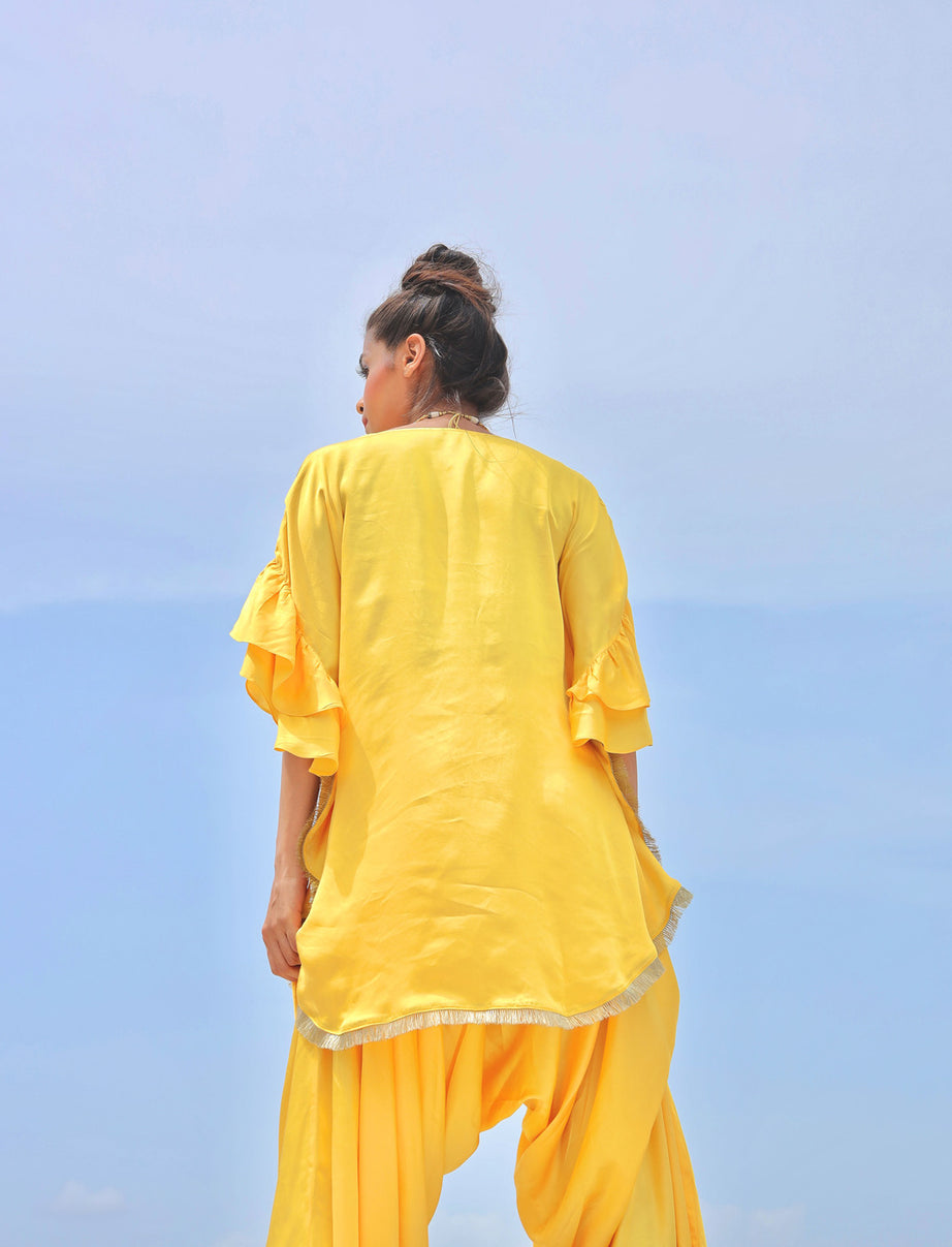 Yellow With Gold Embroidered Co-ordset (Offer)