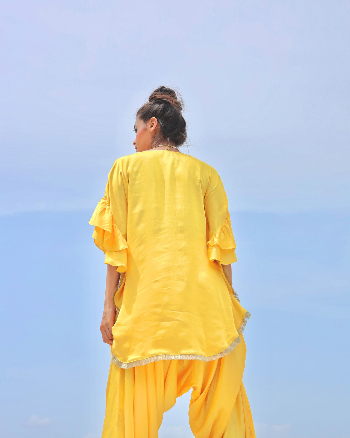 Yellow With Gold Embroidered Co-ordset (Offer)