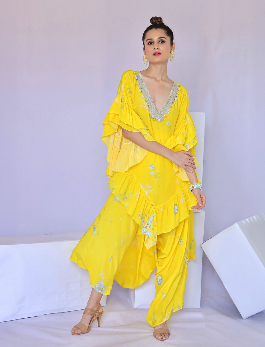 Yellow Printed Cowrie Co-ordset (Offer)
