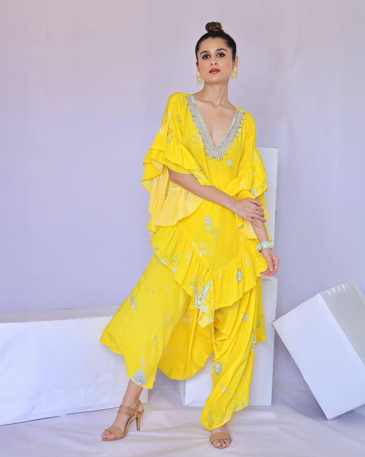 Yellow Printed Cowrie Co-ordset (Offer)