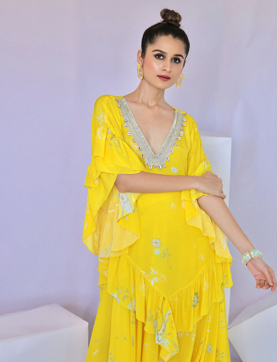 Yellow Printed Cowrie Co-ordset (Offer)