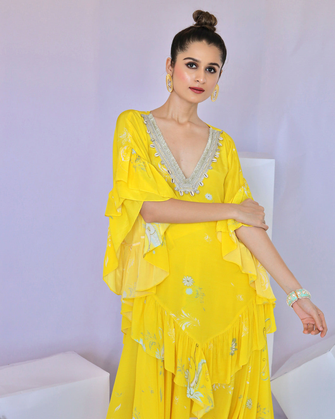 Yellow Printed Cowrie Co-ordset (Offer)