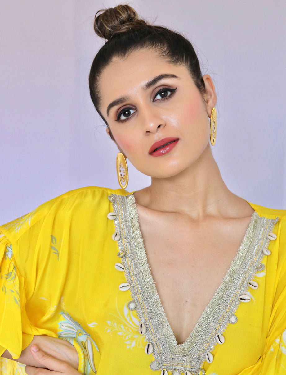 Yellow Printed Cowrie Co-ordset (Offer)