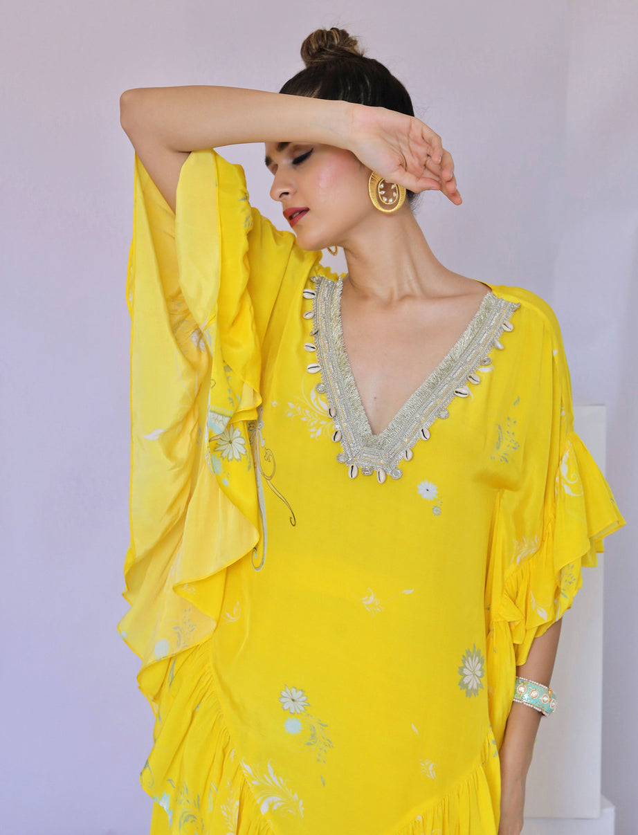 Yellow Printed Cowrie Co-ordset (Offer)